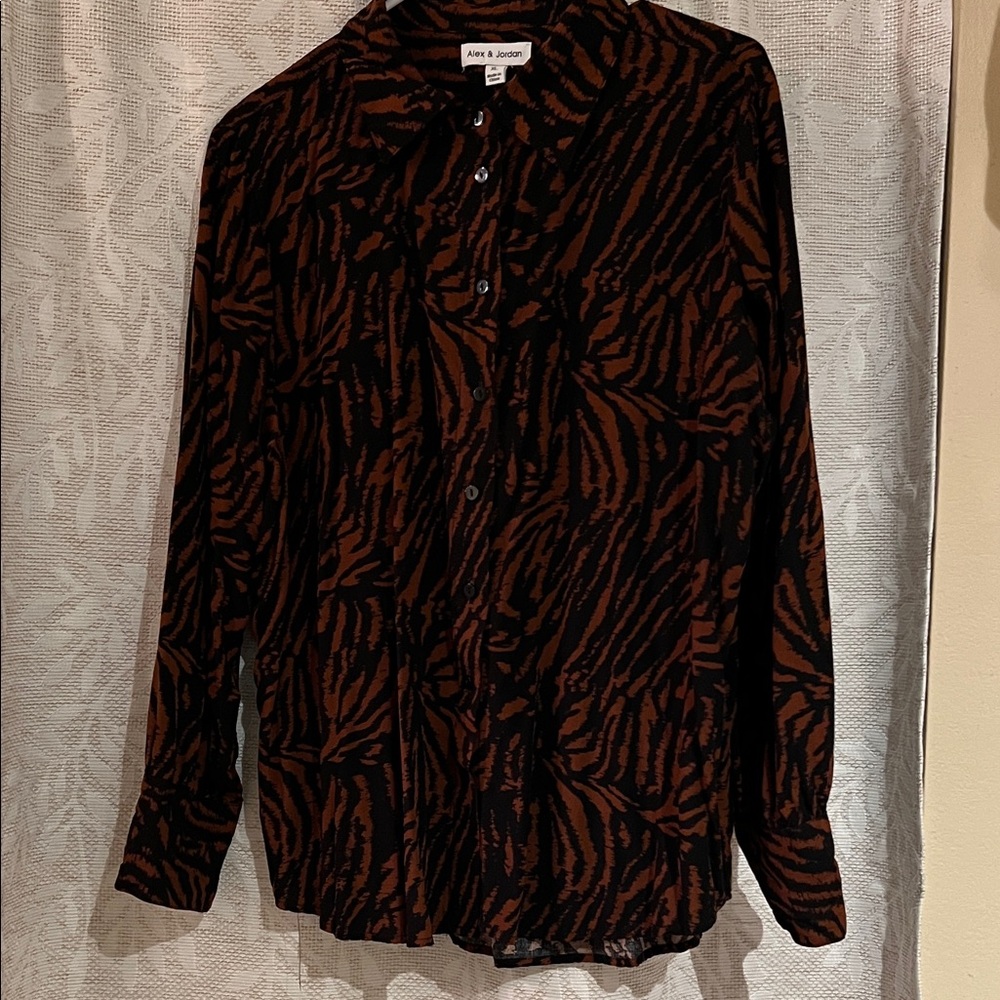 Women's Black and Brown Tiger Stripe Shirt